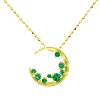 エメラルドペンダントトップ 月の女神「ルナ」 PT900 K18 K10対応