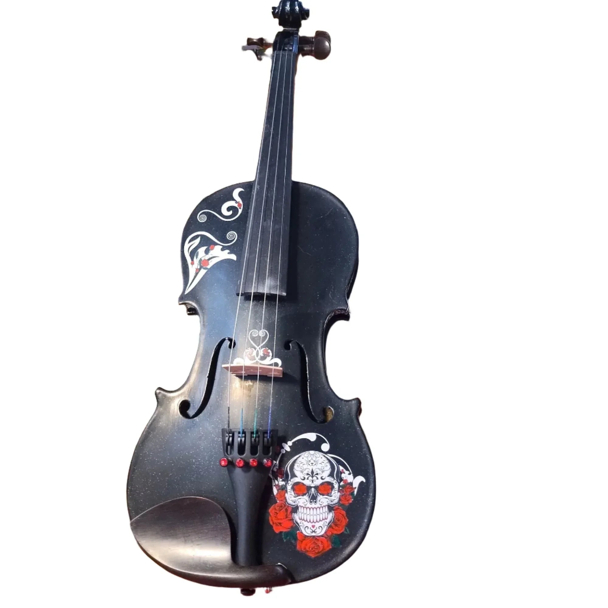 Cinco de Mayo Black Glitter Violin with Bow Case Set Up