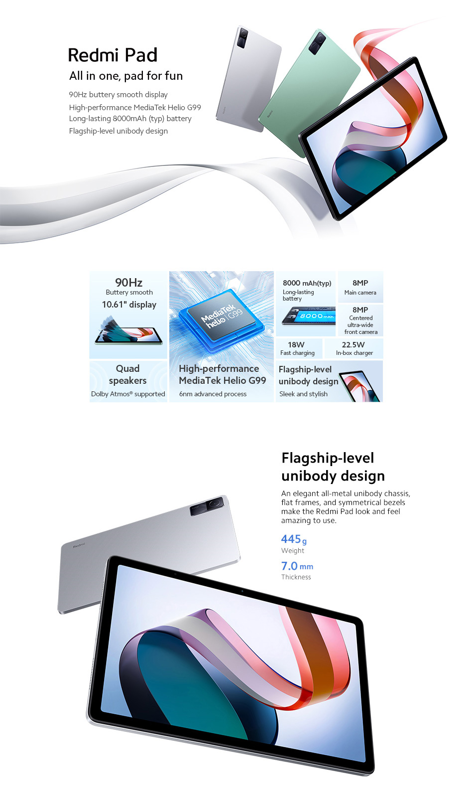 Xiaomi Redmi Pad - 4GB RAM, 128GB Storage, 10.61