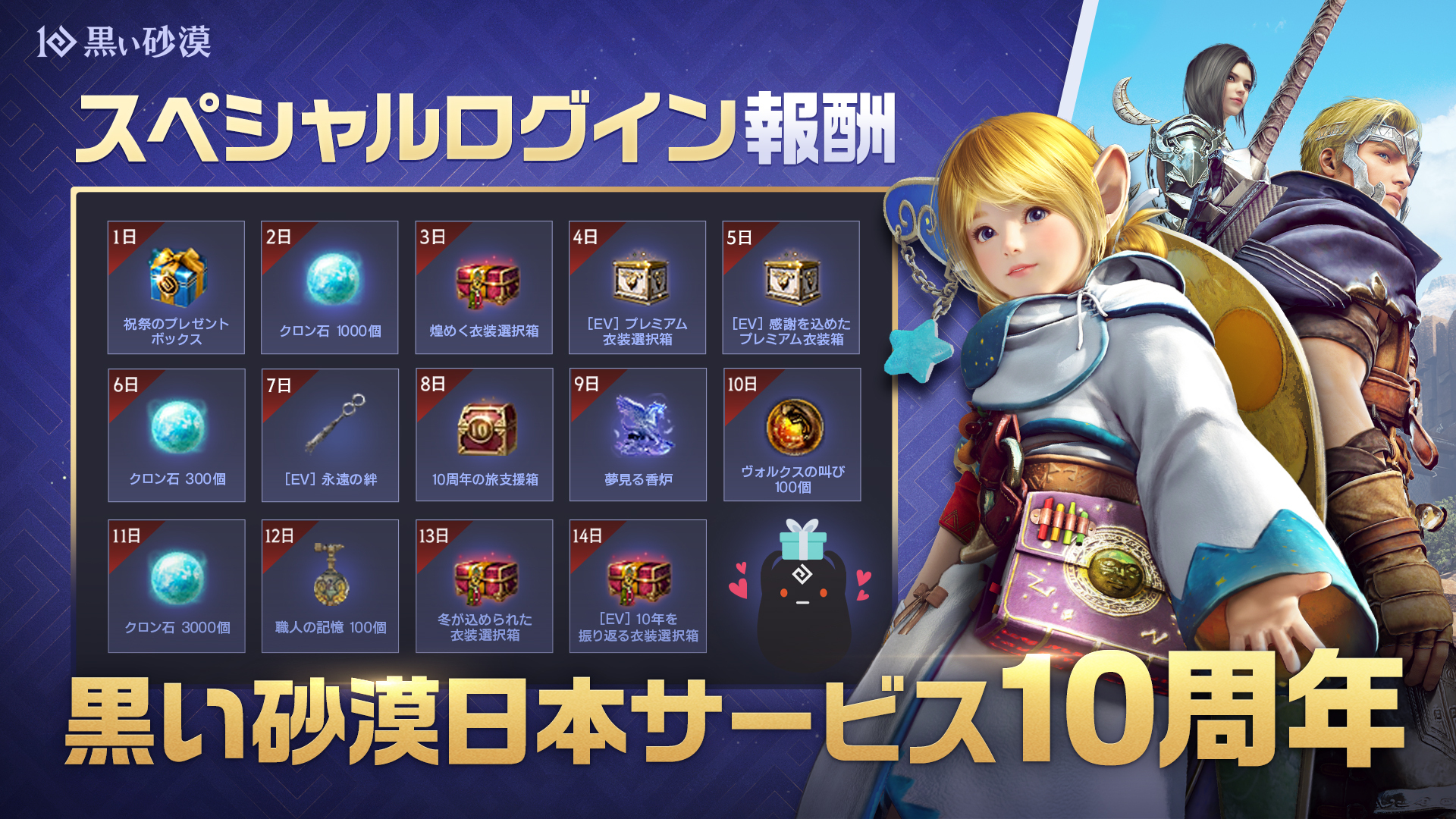 お知らせ] 「黒い砂漠10周年記念生放送」 にて公開された報酬一覧！/ 5