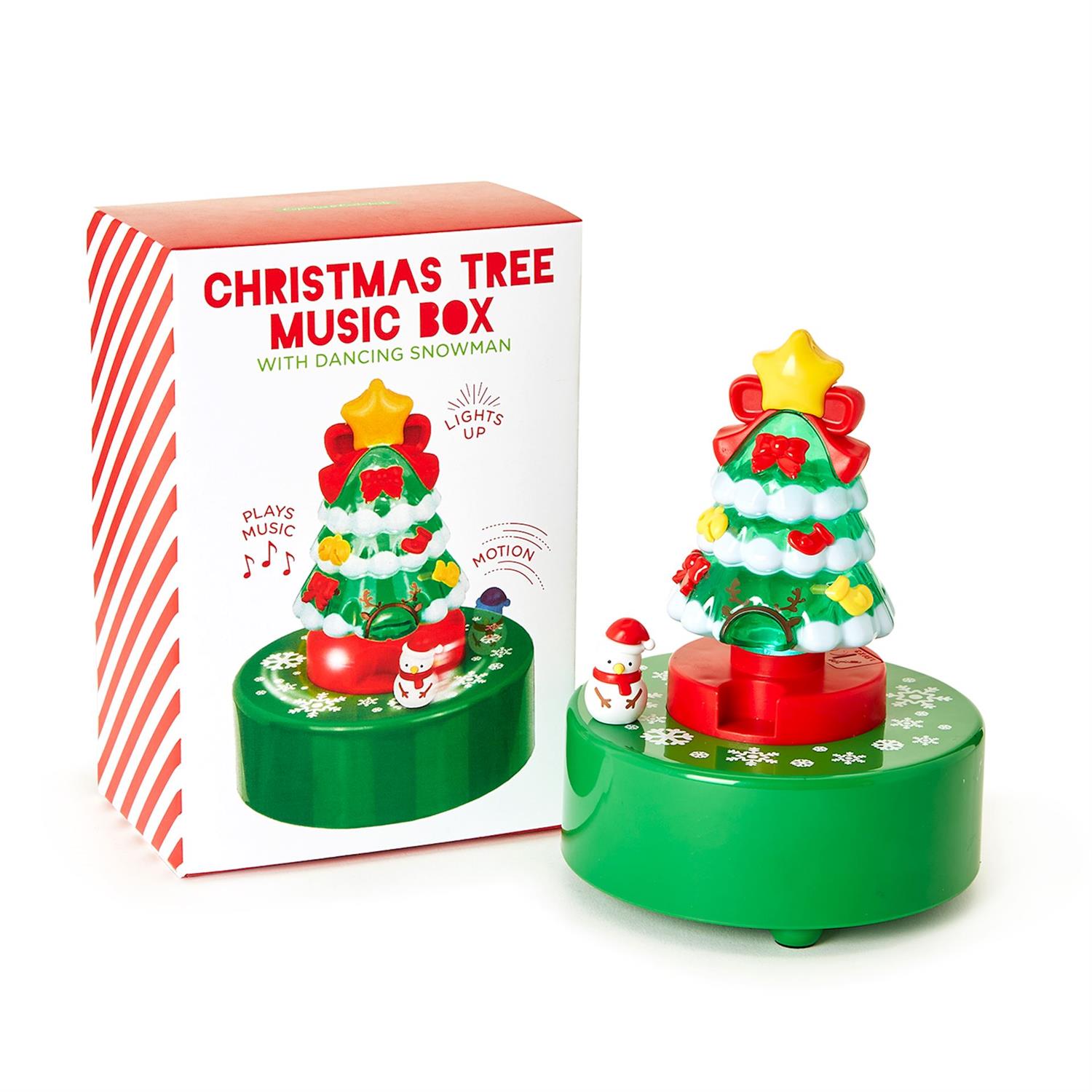 Christmas Tree Light Up Music Box with Dancing Snowman in Gift Box