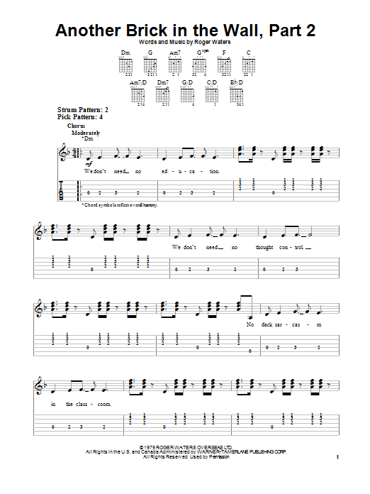 Another Brick In The Wall, Part 2 by Pink Floyd Sheet Music for