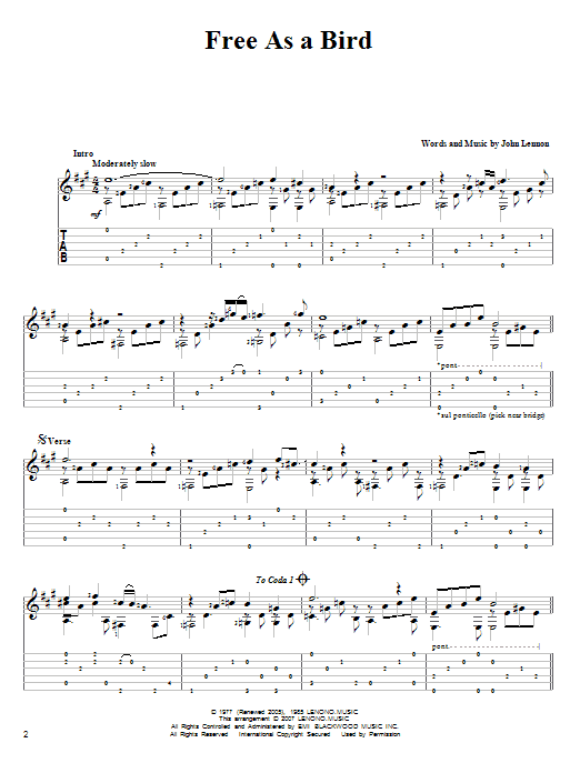 The Beatles - Free As A Bird at Stanton's Sheet Music
