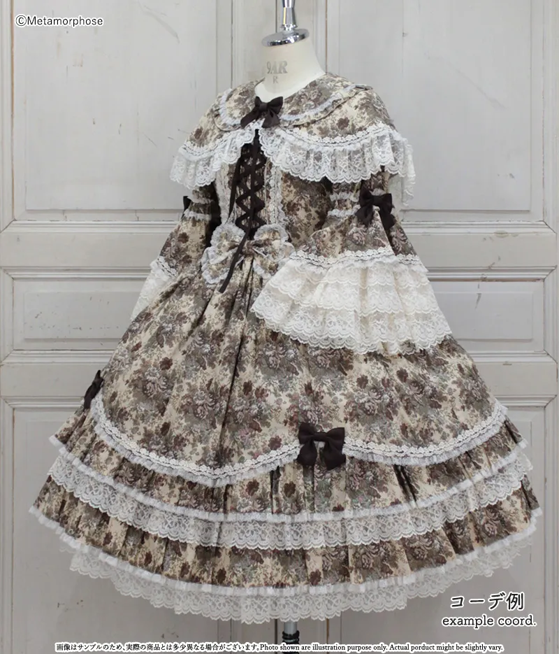 ゴブランブーケ レースフリル姫袖ドレス - ワンピース、ジャンパー