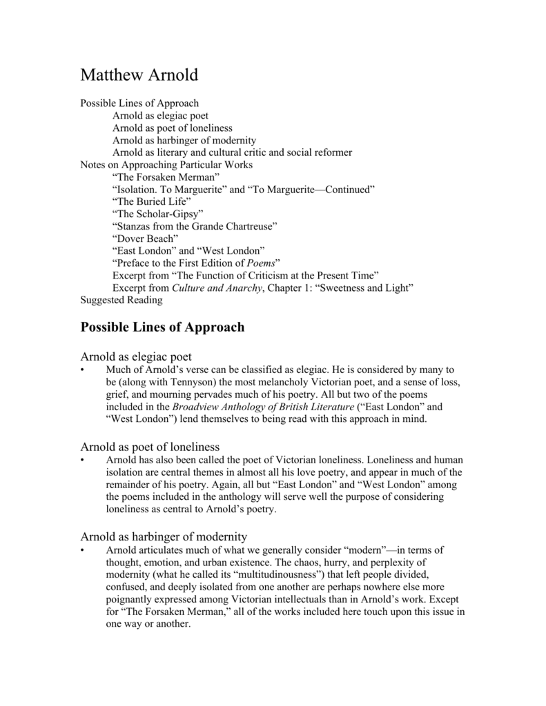 Matthew Arnold: Themes, Analysis & Study Guide
