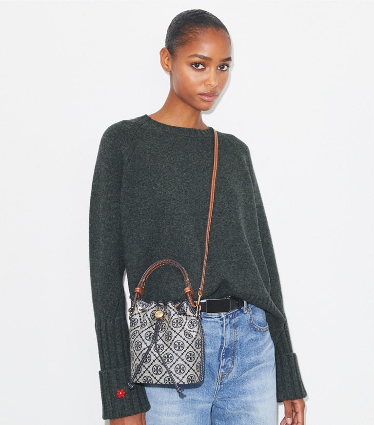 T Monogram Mini Bucket Bag: Women's Designer Crossbody Bags | Tory