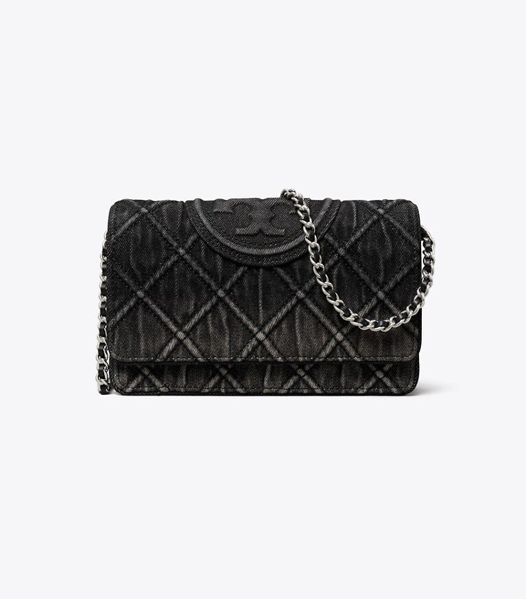 Fleming Denim Chain Wallet: Women's Designer Mini Bags | Tory Burch