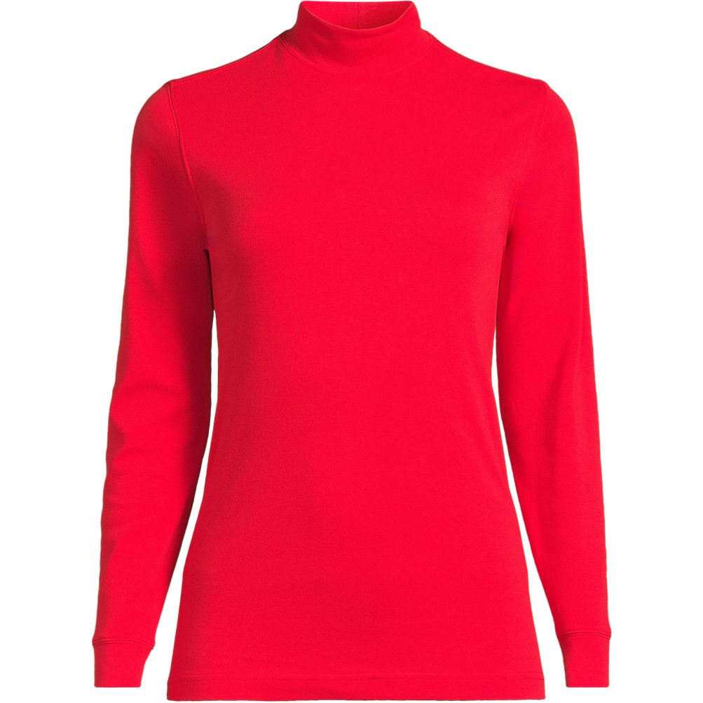 Women's Relaxed Cotton Long Sleeve Mock Turtleneck | Lands' End