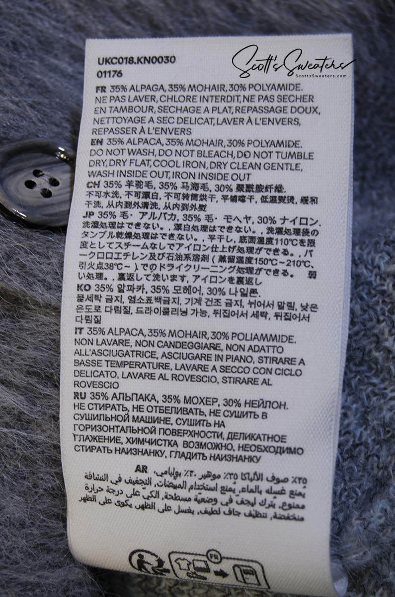 Men's Alpaca/Mohair Grey Argyle Cardigan Sweater by AMI