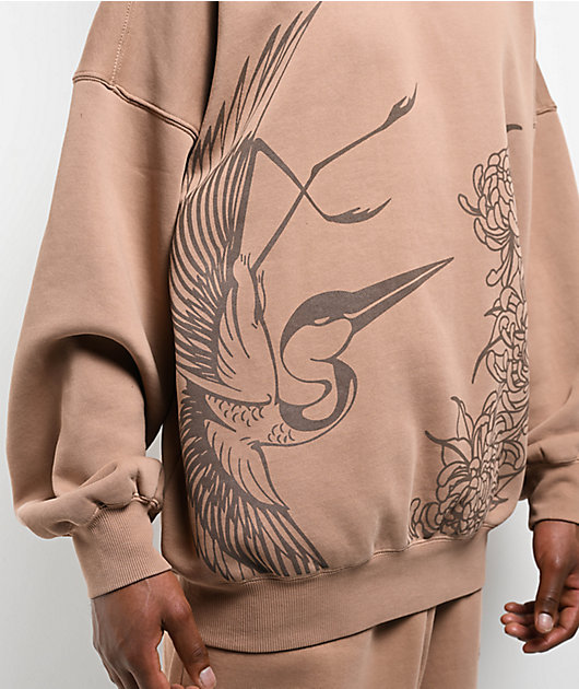 Ninth Hall Crane Brown Oversized Crewneck Sweatshirt | Zumiez