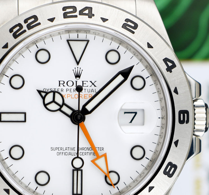 ROLEX 42mm Stainless Steel Explorer II White Dial with Box & Card