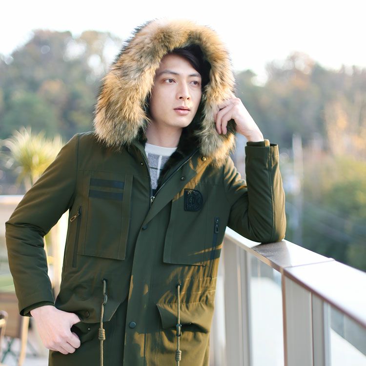 HALEINE モッズコート メンズ ミンク ライナー ラクーン ファー