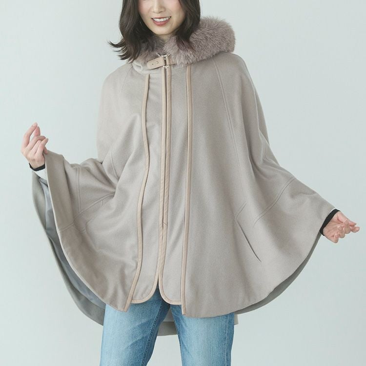 ケープ カシミヤ 100% ポンチョ フード付き ギフト プレゼント 6F