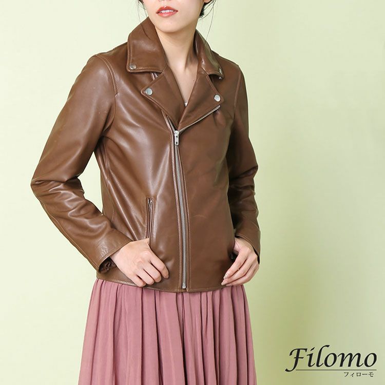 ライダースジャケット レザー レディース ダブル ラムレザー