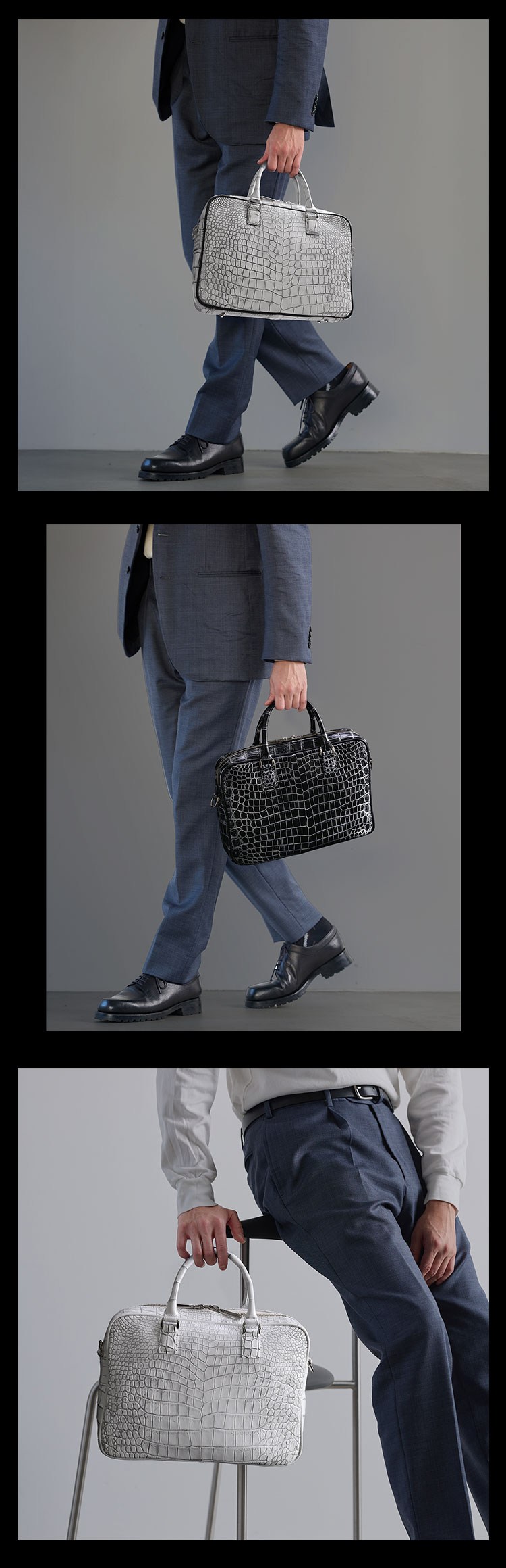 日本製 クロコダイル ブリーフケース 2way 4FA