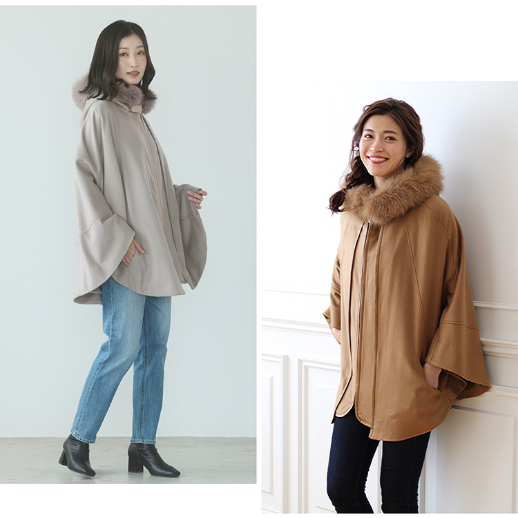 ケープ カシミヤ 100% ポンチョ フード付き ギフト プレゼント 6F