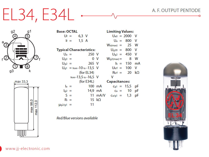 JJ EL34 /MP JJエレクトロニック 出力管 | sagamiaudio.co.jp