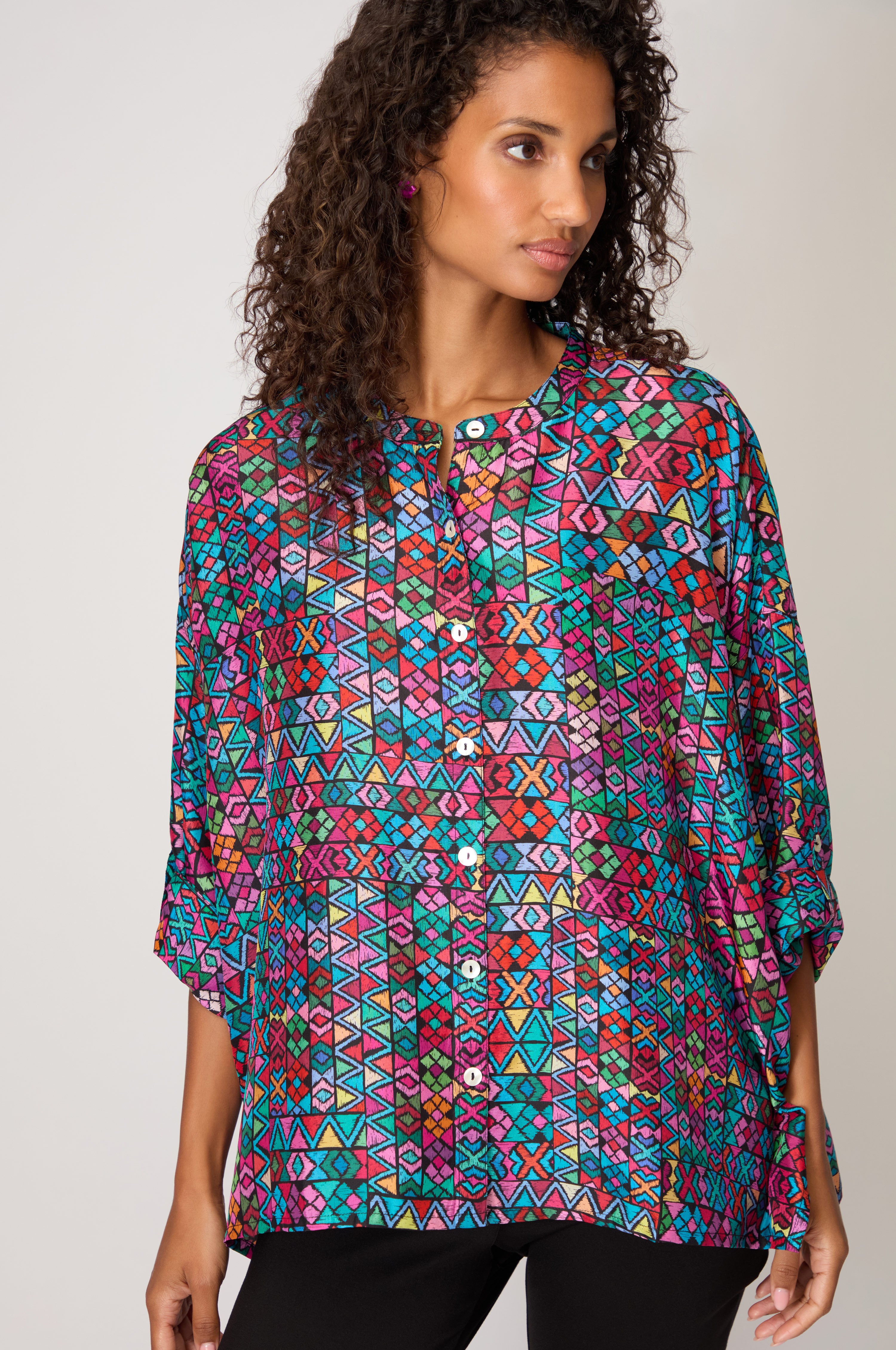 Peruvian Patchwork Silk Shirt – Sahara