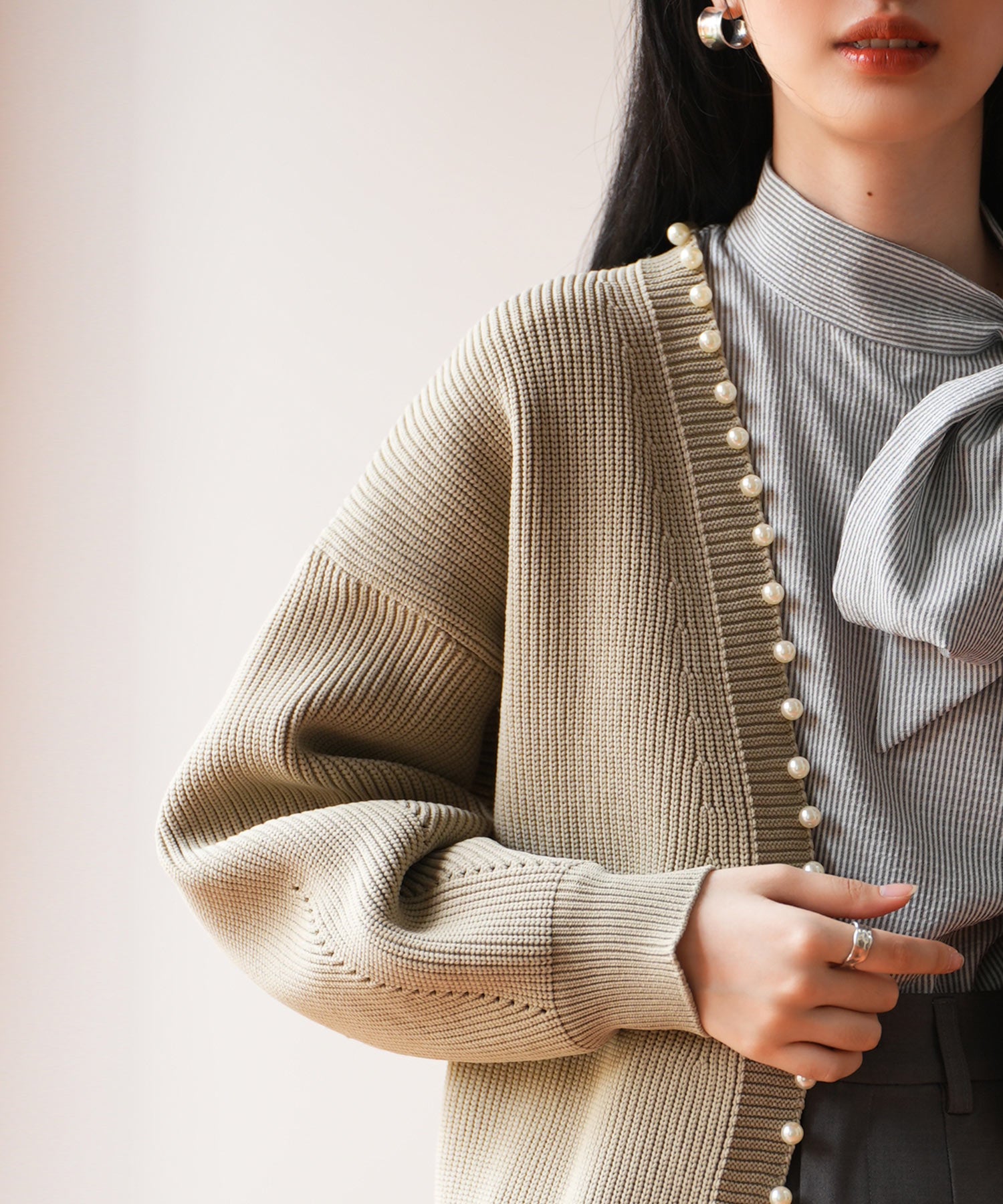 畦編みパールニットカーディガンsdpxyf2953 モカ – [公式]SAISON DE