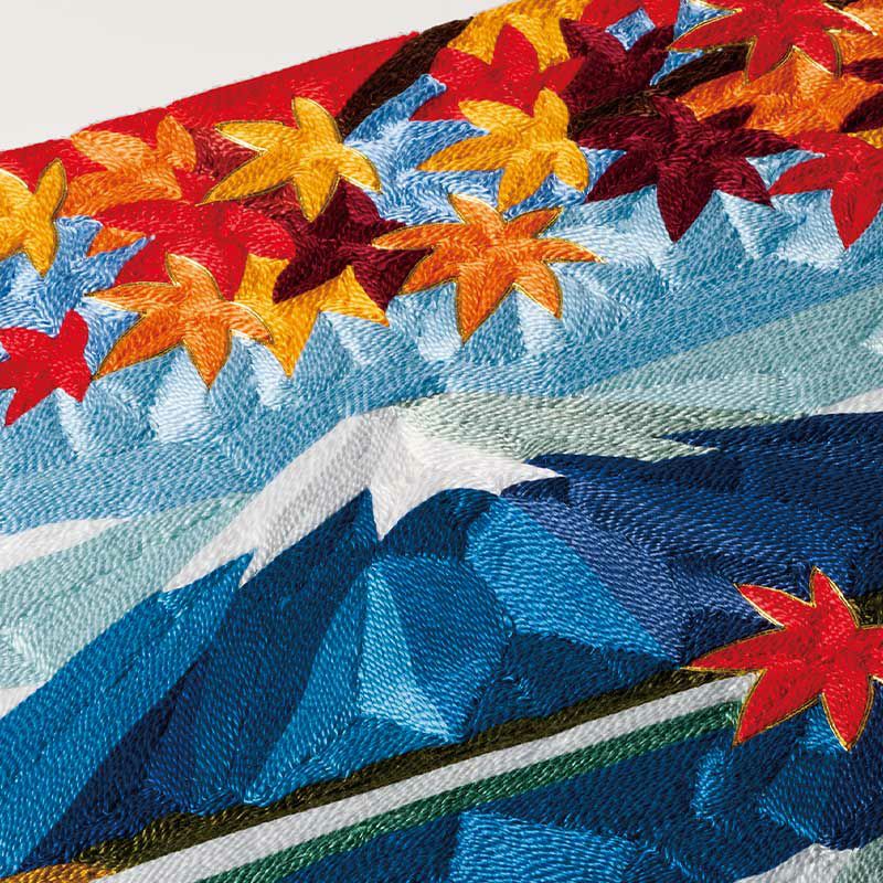 刺繍糸の絵・富士山と紅葉｜株式会社さくらほりきり