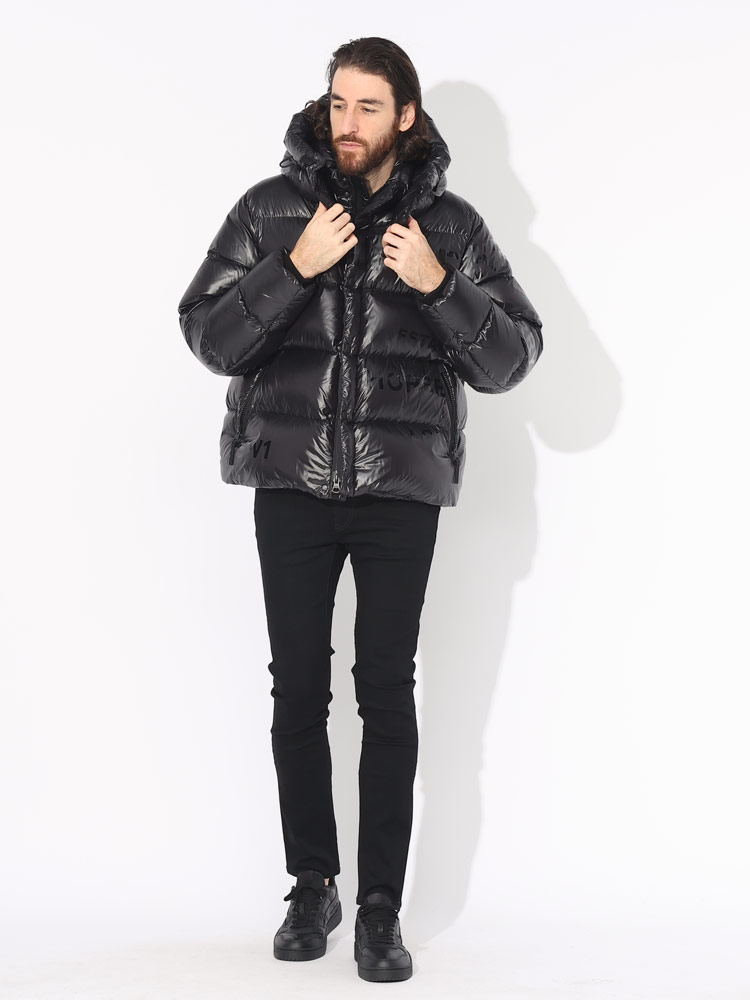 BURBERRY (バーバリー) フード着脱可 ロゴプリント フルジップ ダウン