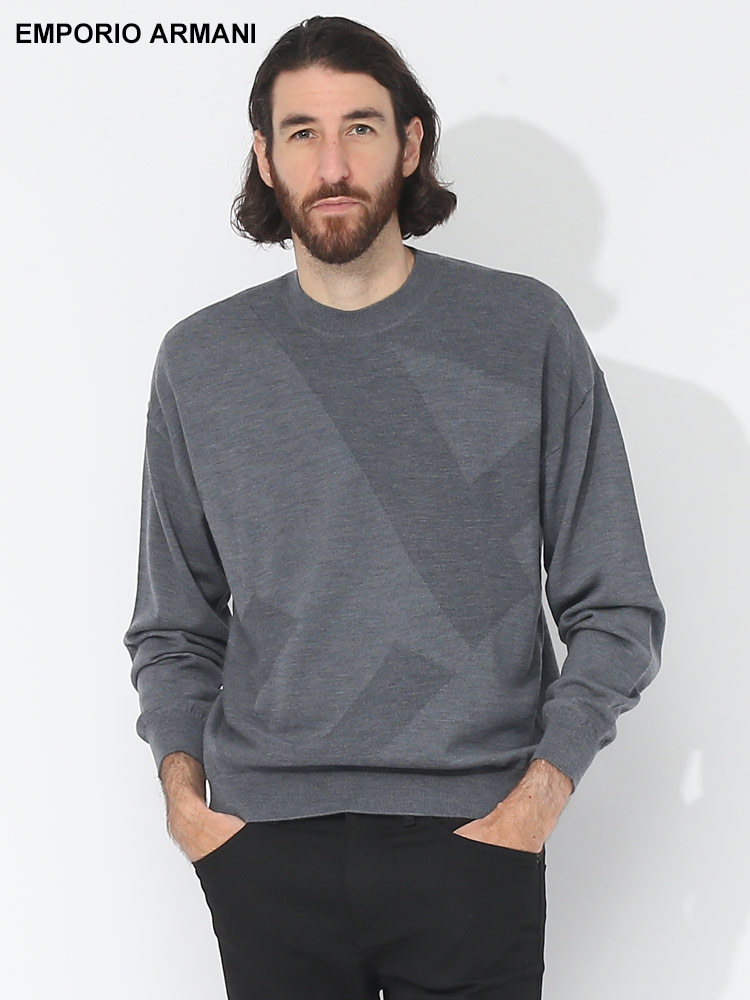 EMPORIO ARMANI (エンポリオアルマーニ) BIGロゴ クルーネック ニット