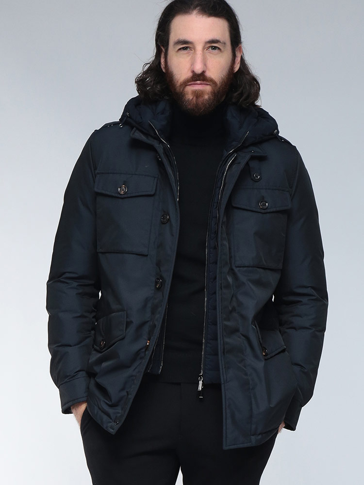 MOORER (ムーレー) フード着脱 ボタンジップ ダウンジャケット ISAC-WK