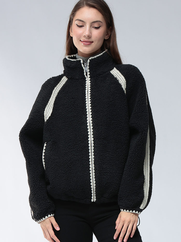 UGG (アグ) 裏フリース フルジップ ボアジャケット Nikia Crochet