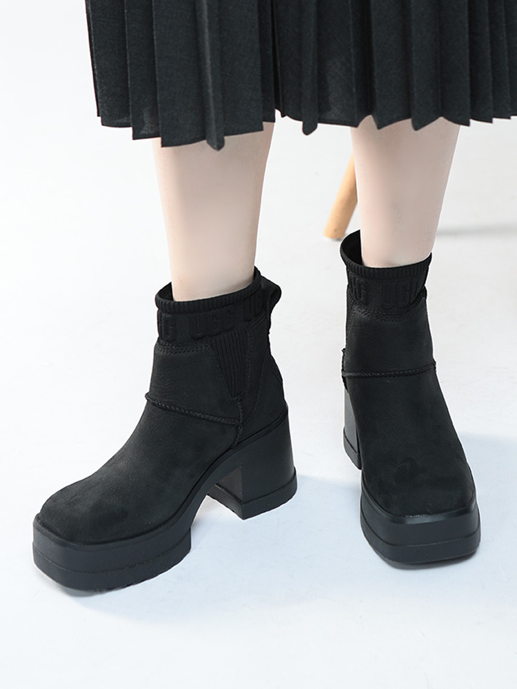 UGG (アグ) ロゴ ニットゴア ショートブーツ Moxy Chelsea UGGL1171475