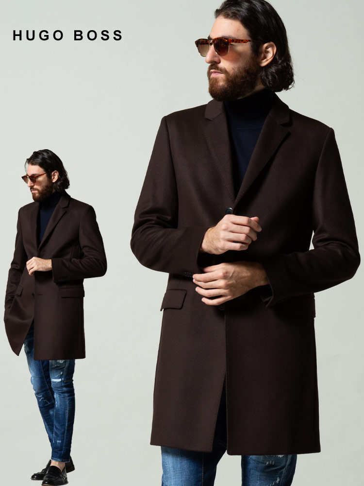 ヒューゴボス メンズ HUGO BOSS カシミヤ混 ウール シングル
