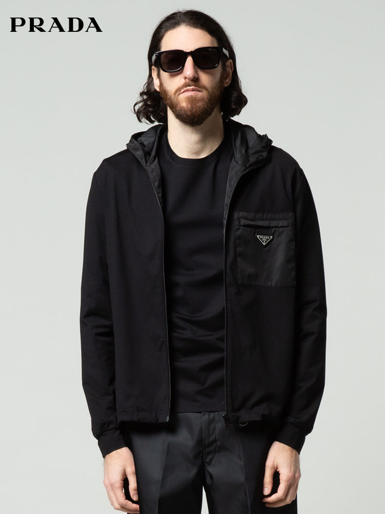 PRADA (プラダ) 異素材ポケット フード フルジップ パーカー