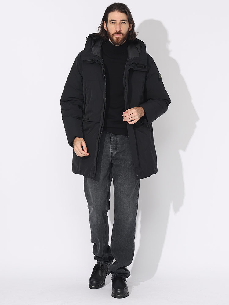 STONE ISLAND (ストーンアイランド) フード フルジップ ロング ダウン