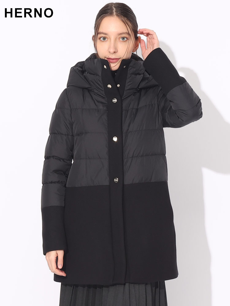 HERNO (ヘルノ) フード着脱 ナイロン×ウール ダウンコート