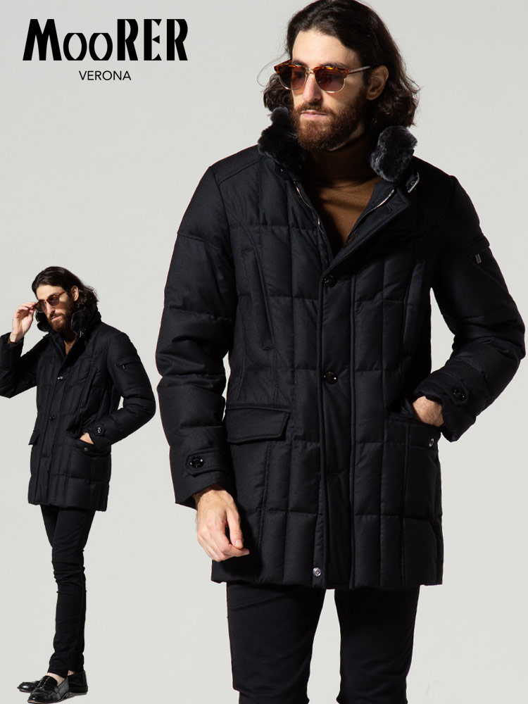 MOORER (ムーレー) ファー シングル ダウン コート VALENTE