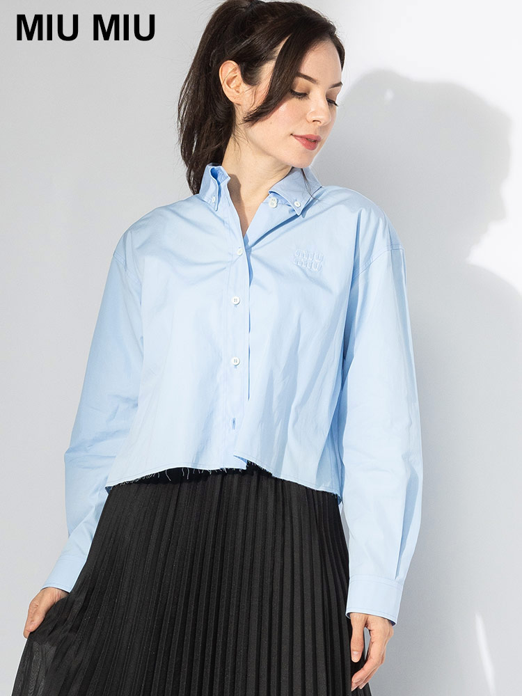 MIUMIU (ミュウミュウ) 裾カットオフ ボタンダウン ボックスシルエット