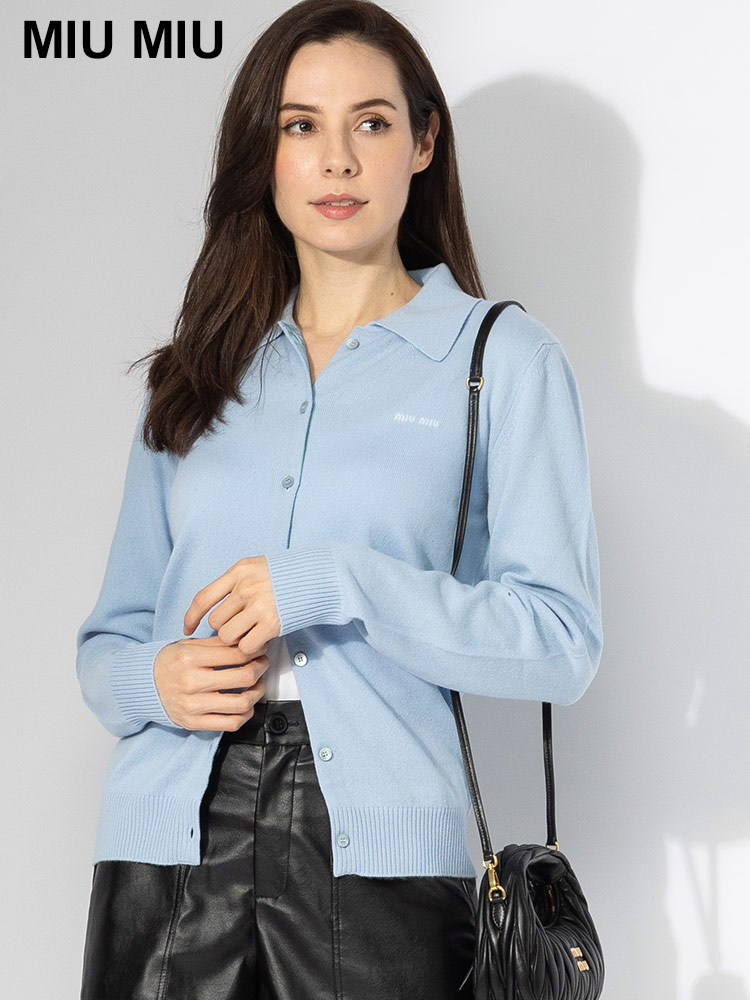 MIUMIU (ミュウミュウ) カシミヤ 襟付き ニット カーディガン