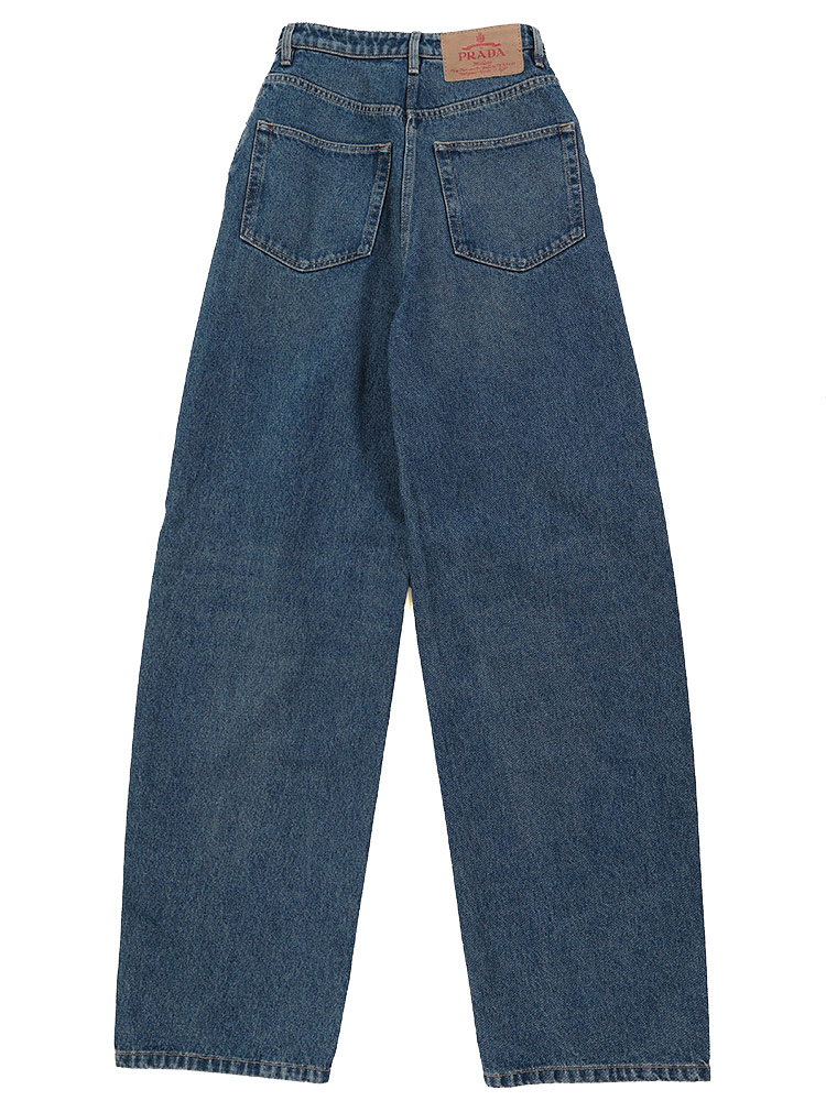 PRADA (プラダ) ウォッシュ加工 メタルロゴ ボタンフライ ハイライズ