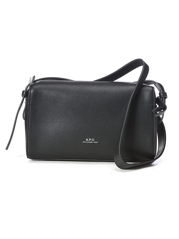 A.P.C. ブラックレザーショルダーバッグ