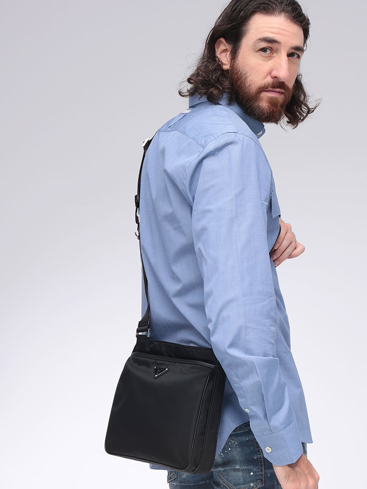 PRADA (プラダ) Re-Nylon xサフィアーノレザー ショルダーバッグ