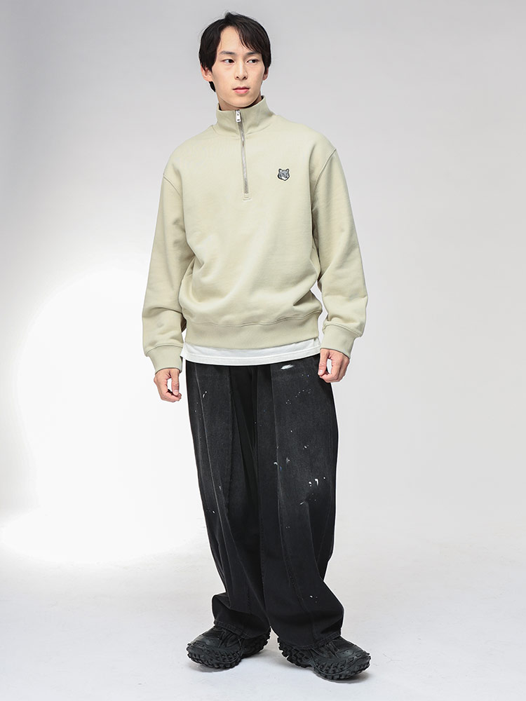 Maison Kitsune (メゾン キツネ) ハーフジップ 刺繍 スタンド