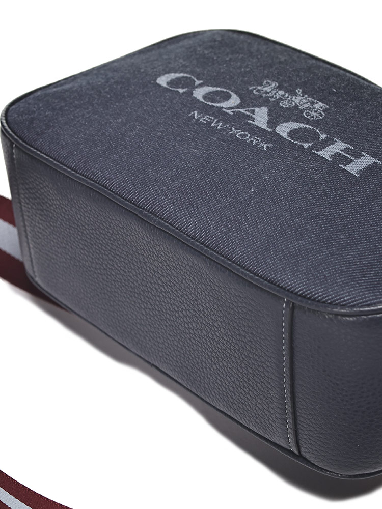 COACH (コーチ) デニム×レザー ロゴプリント ショルダーバッグ