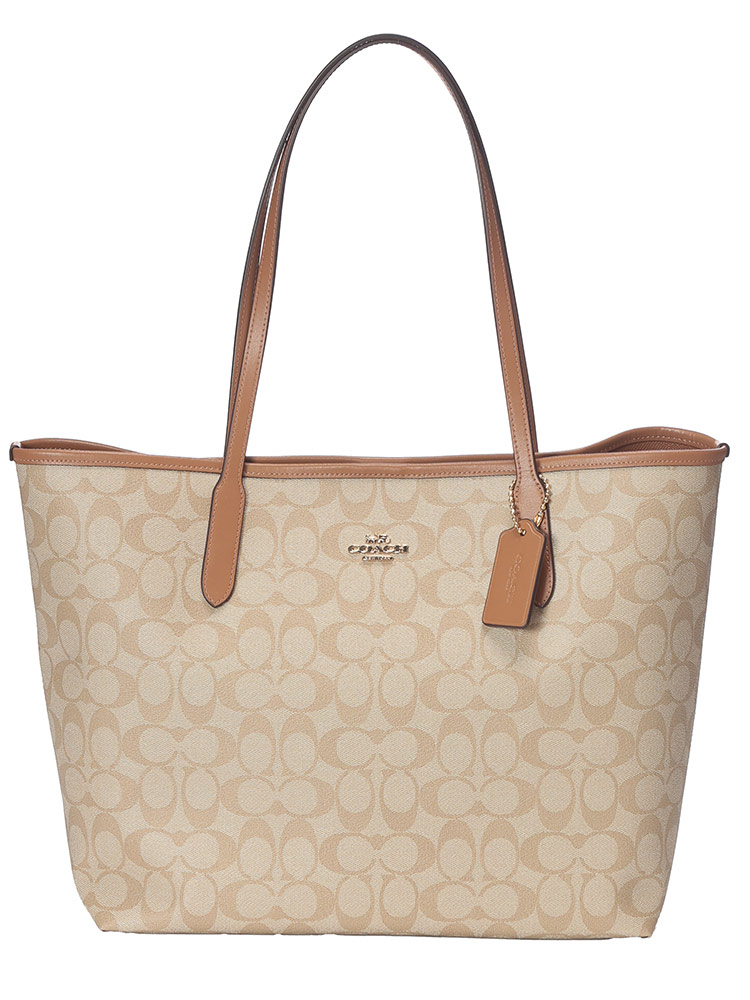 COACH (コーチ) シグネチャー キャンバス レザー トートバッグ