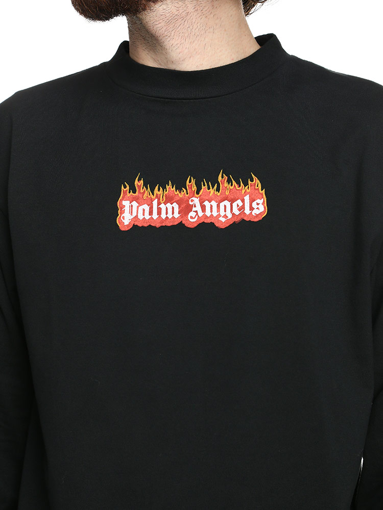 Palm Angels (パームエンジェルス) ロゴプリント クルーネック 長袖 T