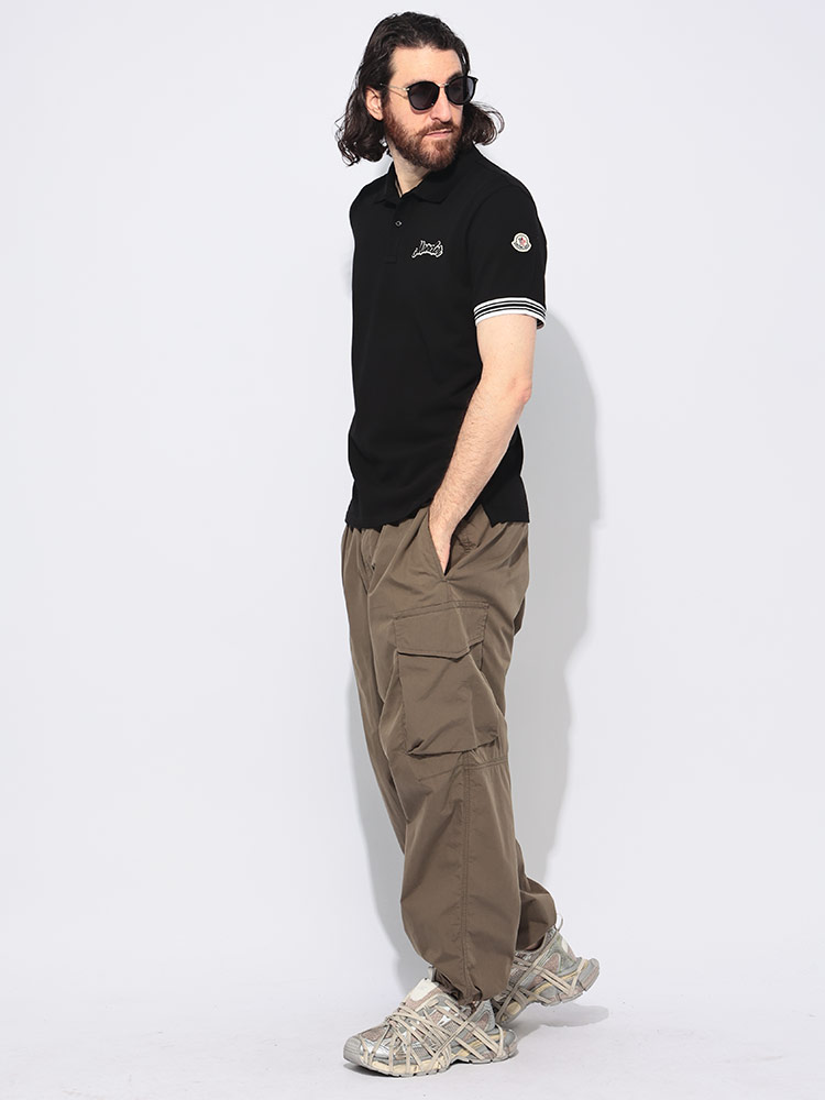 MONCLER (モンクレール) 胸ロゴ刺繍 ライン 半袖 ポロシャツ メンズ