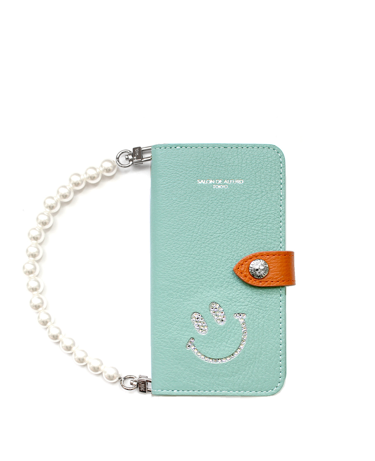 Mサイズ】スマイル 手帳型専用スマホケース Mサイズ パールハンドル付