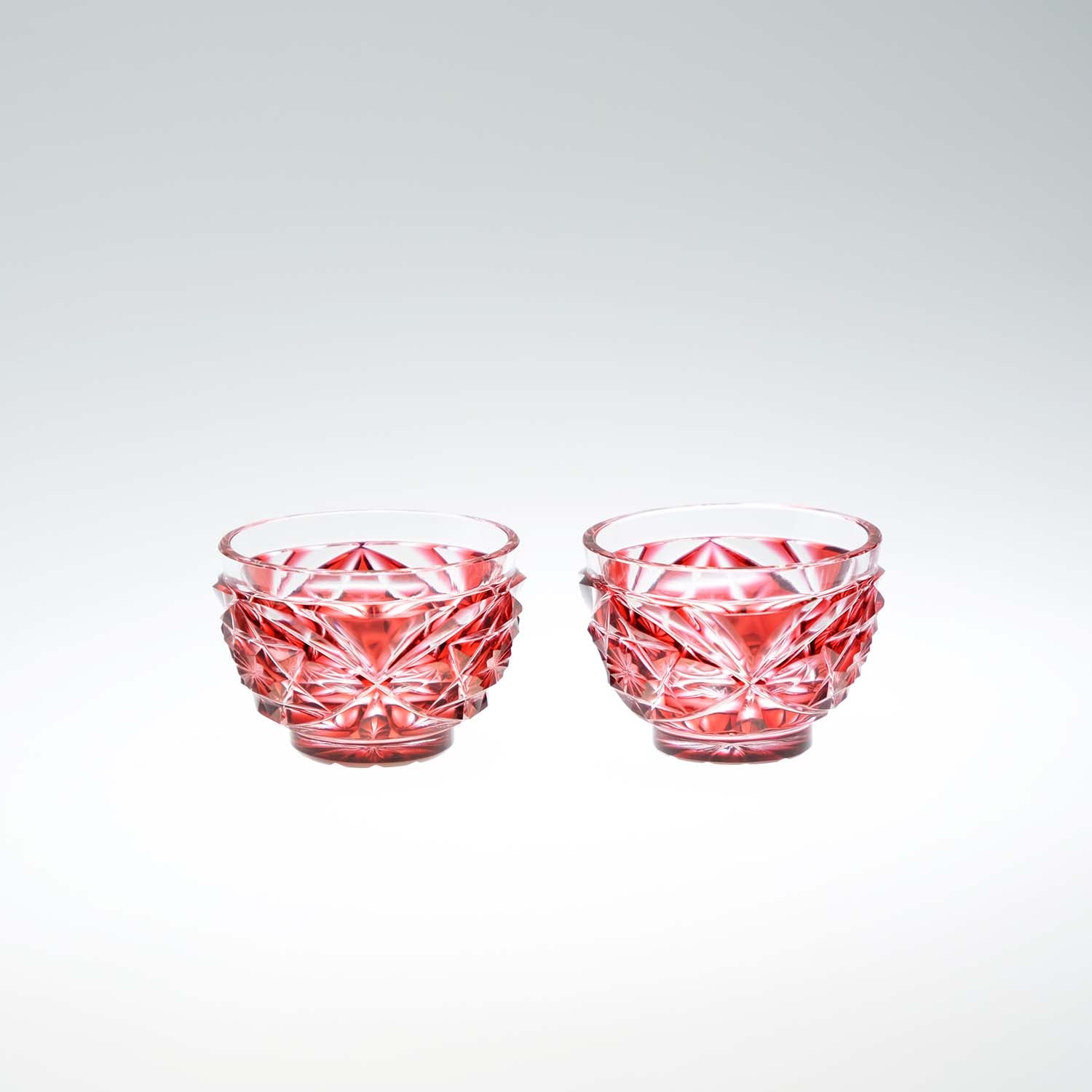 島津薩摩切子】 酒器揃 華衣(はなごろも) cut022 金赤 – ㈱島津興業