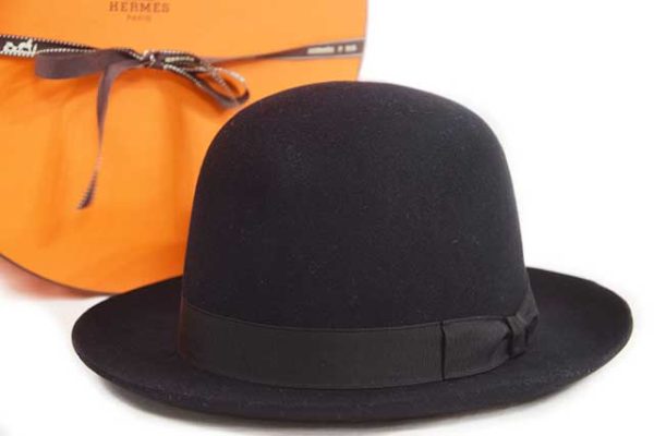 エルメス ハット 帽子 黒 ブラック ♯57 毛100％ 未使用 6万円以下