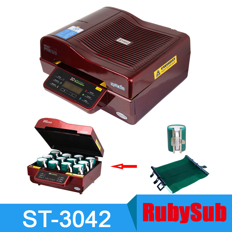 ST3042 3D昇華真空熱プレス機、ケース、マグカップ、プレート、ガラス