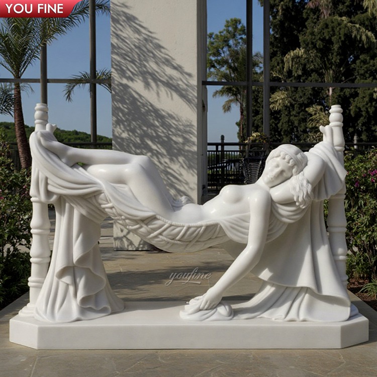 手彫り自然石ヌード女性の彫刻 - マーブル製の美しい裸像