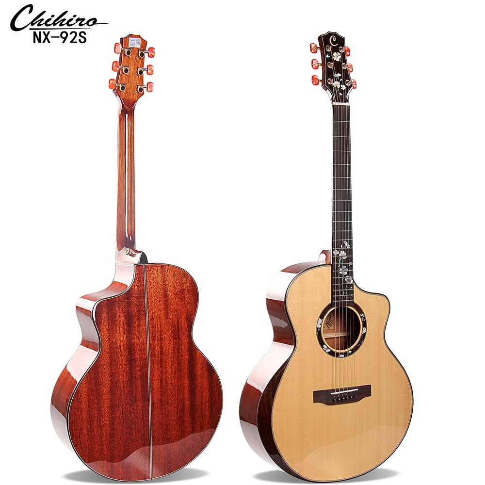 卸売6弦ソリッドスプルーストップフラワーシェルインレイJFボディ